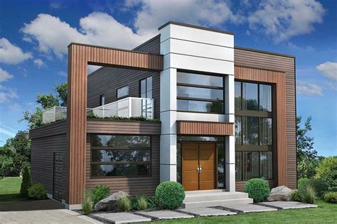 Plan 80963PM: Two-story Contemporary House Plan with Upstairs Terrace ...