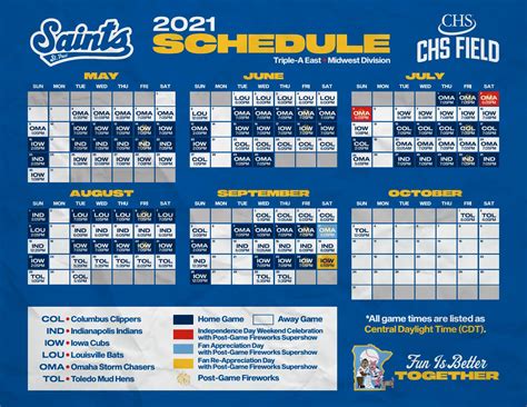 2021 St. Paul Saints Printable Schedule by stpaulsaints - Issuu