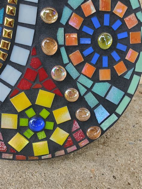 Round Colorful Mosaic Garden Stepping Stone - Etsy