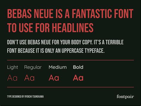 Bebas Neue - Google Font Pairings, Combinations, & Similar Fonts - Fontpair