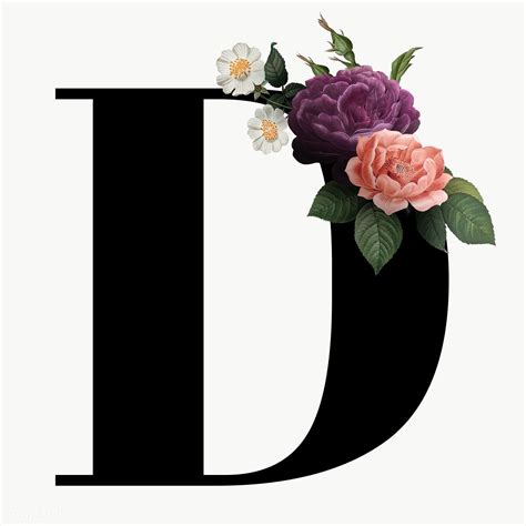 Classic and elegant floral alphabet font letter D transparent png | free image by rawpixel.com ...