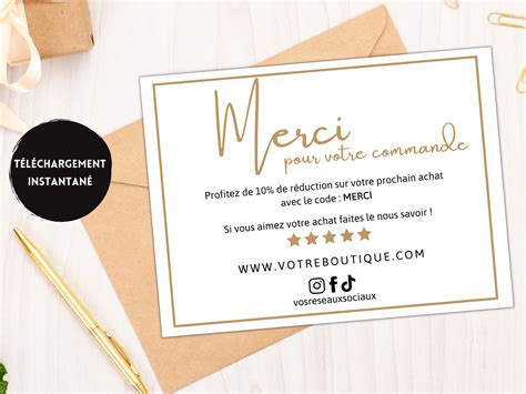 Carte merci pour votre achat Carte de remerciement commande Merci pour ...