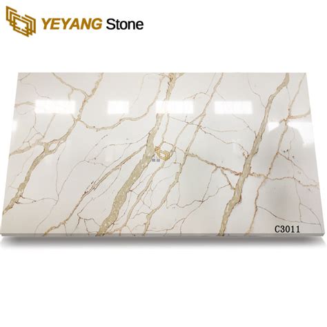 Supply Polished Gold Veins White Engineered Quartz Stone Slab C3011 ...