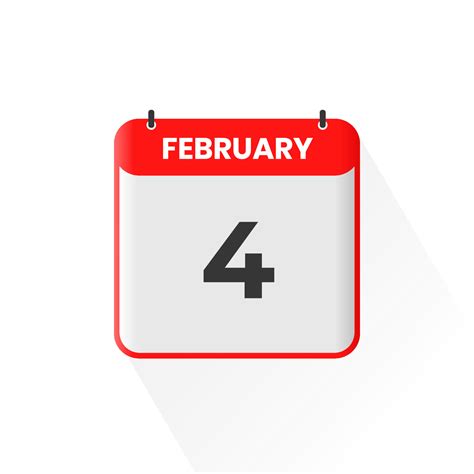 4th February calendar icon. February 4 calendar Date Month icon vector illustrator 12921356 ...