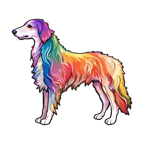 Colorful Borzoi Dog, Borzoi Portrait, Dog Sticker Clip art, Dog Lover ...