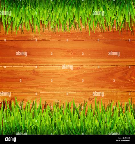 wooden planks with green grass vector background Stock Vector Image & Art - Alamy