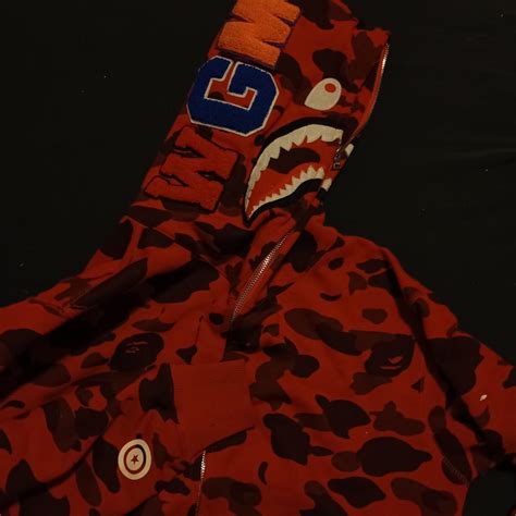 Bathing ape BAPE red camo full zip up jacket size... - Depop