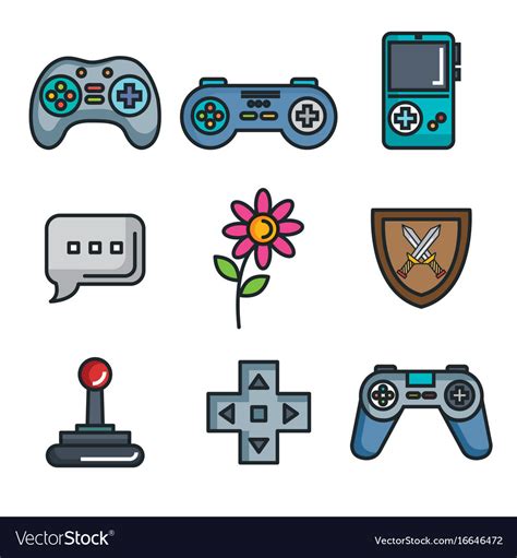 Set video game entertaining items symbols Vector Image