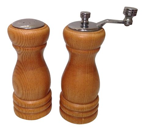 Vintage Wood Pepper Mill and Salt Shaker | Chairish