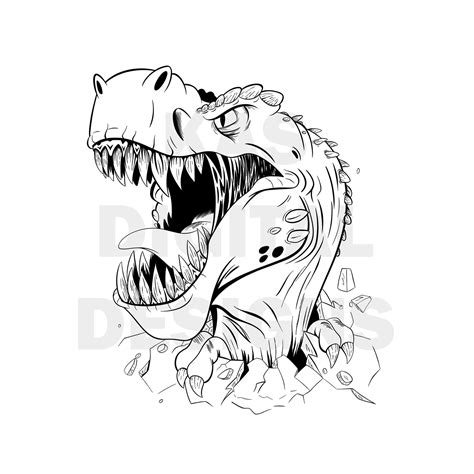 T-rex SVG, PNG, JPG, Dxf, Cut File, Roaring Dinosaur, Tyrannosaurus Rex, Original Digital ...