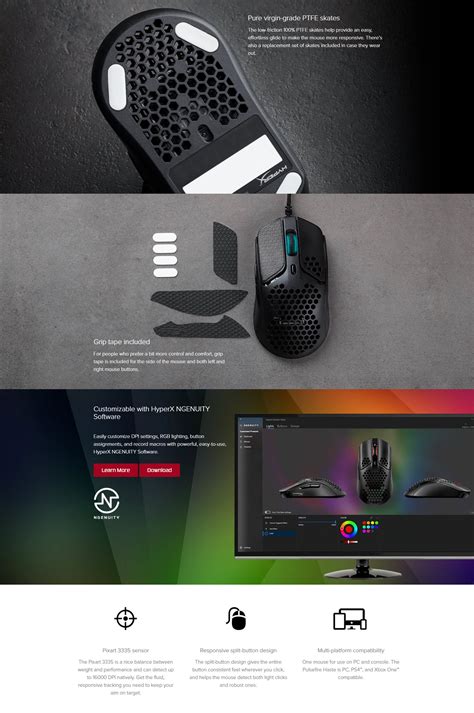 HyperX Pulsefire Haste RGB Wired Gaming Mouse with Honeycomb Shell up ...