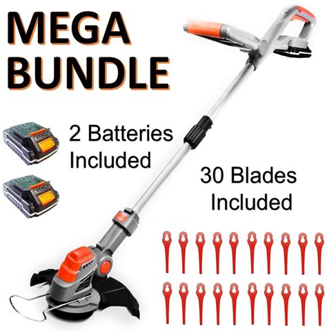 20V ELECTRIC CORDLESS STRIMMER GRASS TRIMMER GARDEN EDGER 2x BATTERIES ...