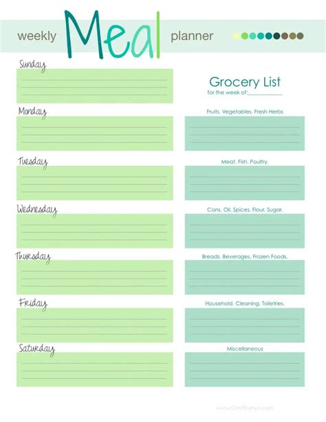 free meal planner template with grocery list Pin by lisa sperle on printables