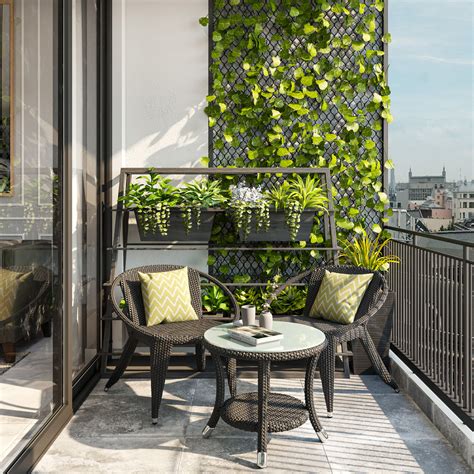 Modern Spacious Balcony Design with Railing and Plants | Livspace