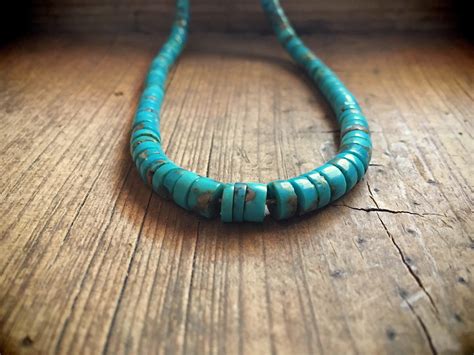 Vintage Southwestern jewelry blue turquoise heishi necklace, Native ...