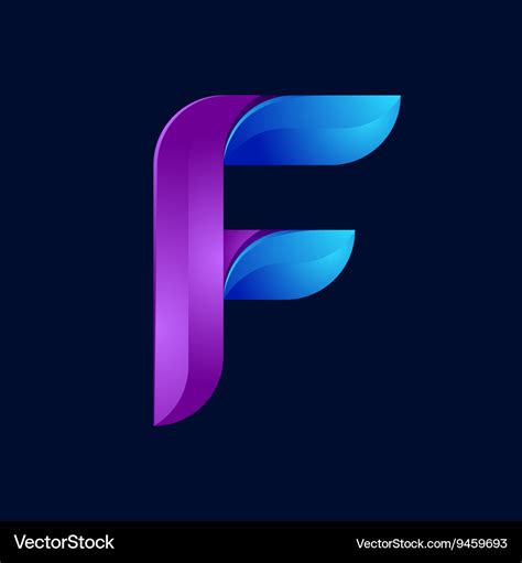 F letter volume blue and purple color logo design Vector Image