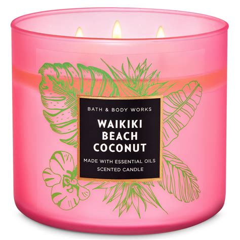 Bath And Body Works Island Living Colored Glass 3-wick Candle - Waikiki Beach Coconut | Scented ...