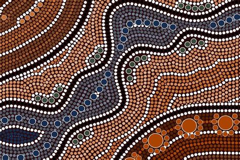 A illustration based on aboriginal style of dot painting depicting river | Aboriginal dot ...