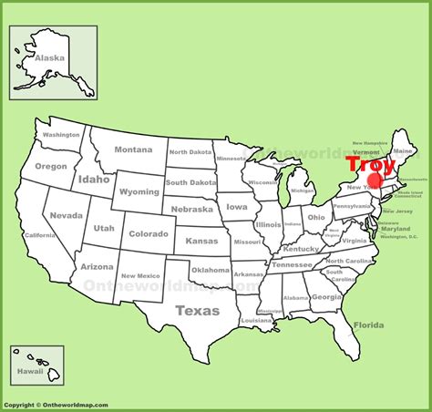 Troy location on the U.S. Map - Ontheworldmap.com