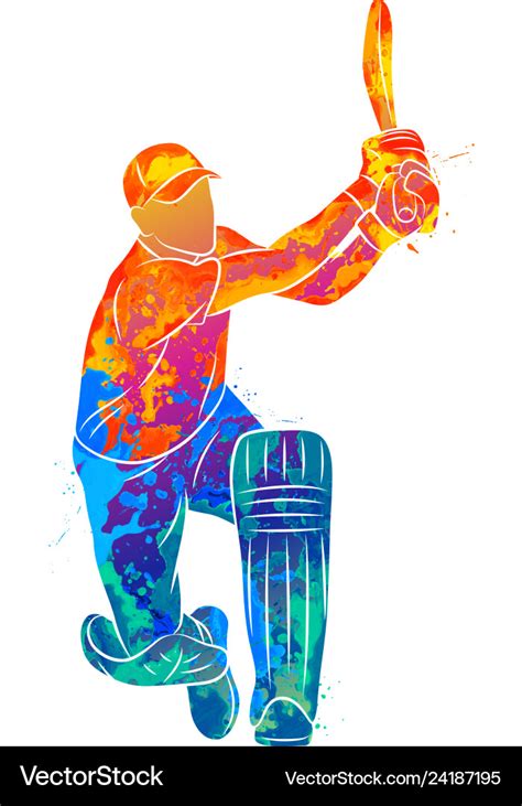 Abstract batsman playing cricket from splash Vector Image