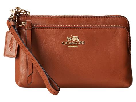 Coach Madison Leather Double Zip Wristlet in Brown | Lyst