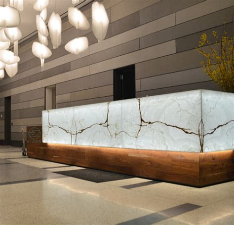 Modern translucent marble hotel reception desk with led lighting Luxury ...