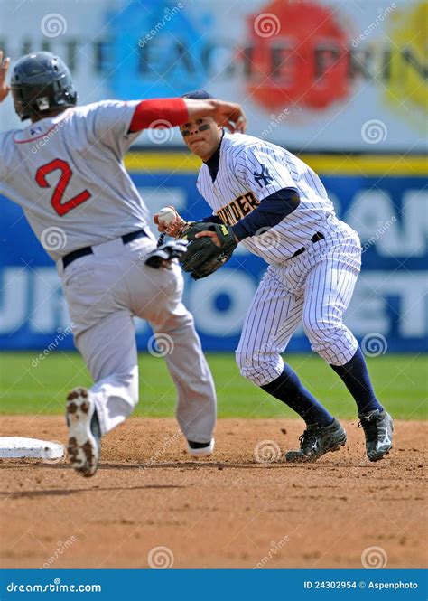 Minor League Baseball Turning The Double Play Editorial Stock Image ...