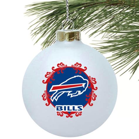 Buffalo Bills Large Festive Glass Ornament - White