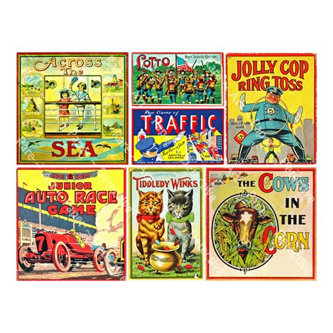 Vintage Board Game Box Art, Digital Sheet, Gift Making, Antique ...