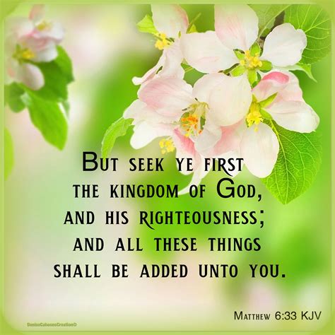 Matthew 6:33 KJV [33] But seek ye first the kingdom of God, and his ...