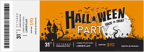 Halloween Party Event Ticket Templates | Download Edit Print