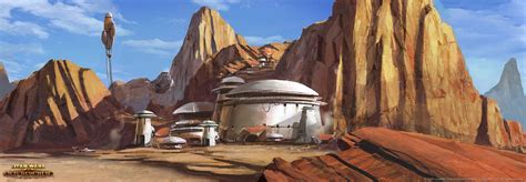 an artist's rendering of some sci - fi structures in the desert