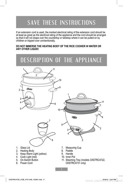 Oster Rice Cooker Manual Pdf