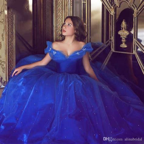 2016 Cinderella Blue Ball Gown Prom Dresses Off Shoulder Tulle Princess Formal Party Gowns ...