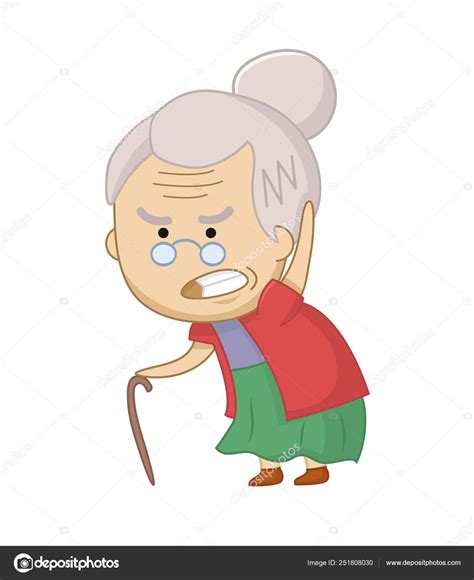 Old woman character | Angry old woman character. — Stock Vector © FunnyVectorForYou #251808030