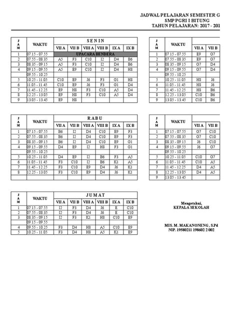 Detail Contoh Jadwal Pelajaran Smp Koleksi Nomer 33