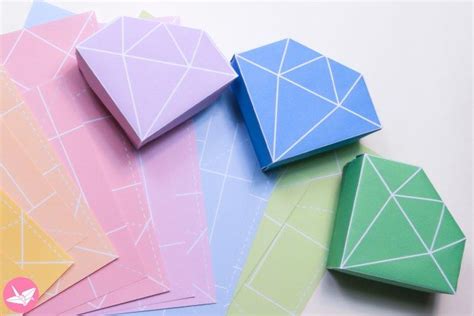 Origami Diamond Box Diagram & Printable Templates - Paper Kawaii Shop | Origami diamond, Origami ...