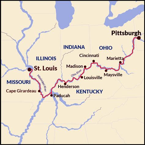 Ohio River Map - Ohio River Valley Map USA