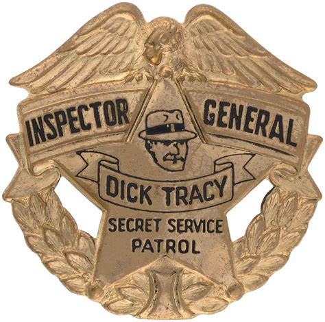 Hake's - LARGE BADGE AWARDED FOR "INSPECTOR GENERAL" RANK IN DICK TRACY ...