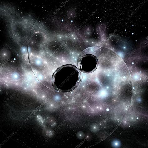 Black hole merger and gravitational waves - Stock Image - C028/8811 ...