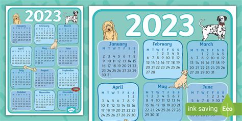 FREE! - Dog Themed 2023 Wall Calendar (teacher made)