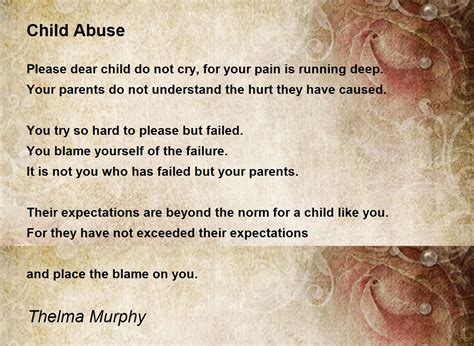 Child Abuse - Child Abuse Poem by Thelma Murphy