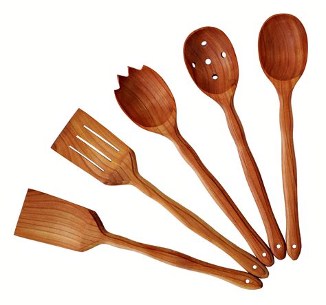 Buy Handmade Utensil Set. Wooden Cute Kitchen Utensils Set 14"/35 cm. Cherry Wood Kitchen ...