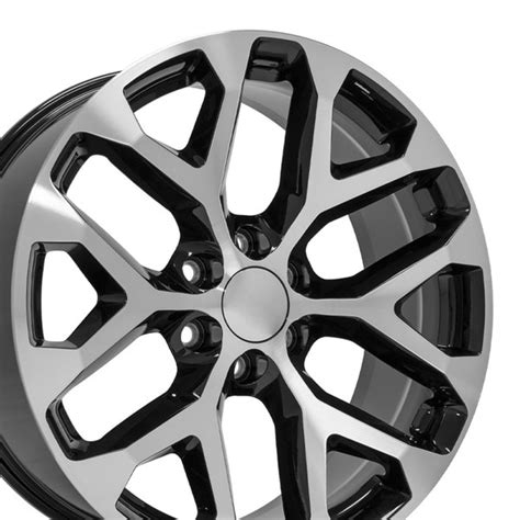 22-inch Black Machined Rims fit Chevrolet Silverado - CV98 22x9 Replica Wheels