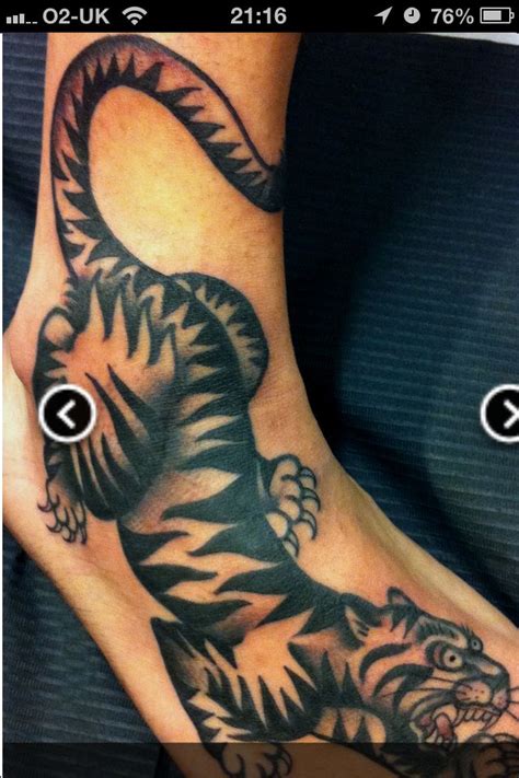 Tiger on ankle/foot | Ankle tattoo, Tattoos, Retro tattoos