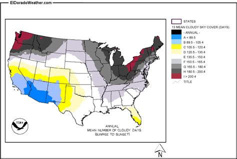 United States Yearly [Annual] and Monthly Mean Number of Cloudy Days Sunrise to Sunset