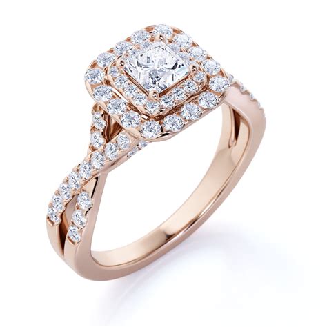 JeenMata - Elegant 1 Carat - Square Cut Diamond - Twisted Band - Pave ...