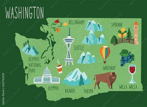 Grafika Wektorowa Stock Hand Drawn Map Of Washington State USA 14384 | Hot Sex Picture