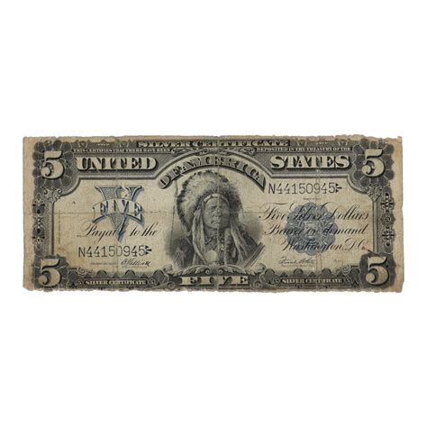 1899 United States Silver Certificate $5 Five Dollar Bank Note ...