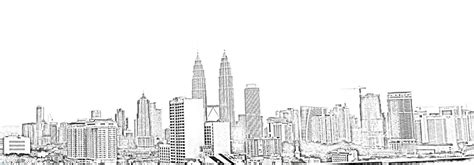 Stock Pictures: Kuala Lumpur Skyline Sketch and Silhouette